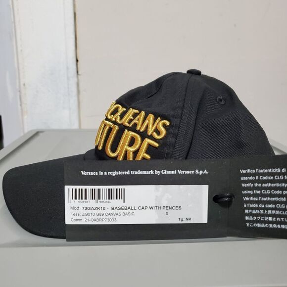 Versace Jeans Couture Mens Gold Logo Strap Back Baseball Hat Black / Gol… - Picture 12 of 14